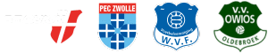 Pepperworkx trotse sponsor van logo's PEC Zwolle WVF Zwolle Be Quick '28 en OWIOS Oldebroek